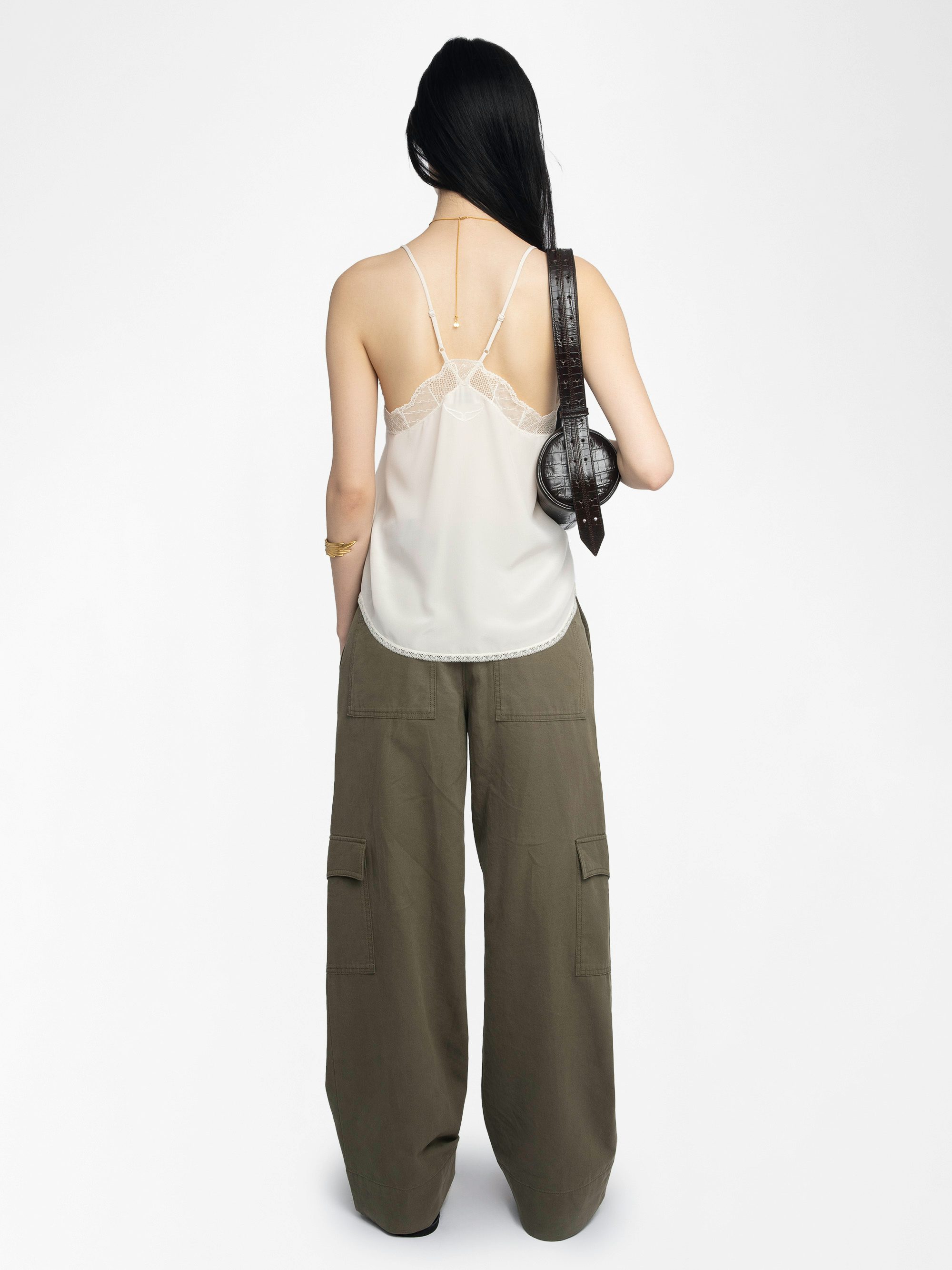 Pinto Trousers - Wide trousers in cotton canvas, cargo spirit with panel details, multi pockets.